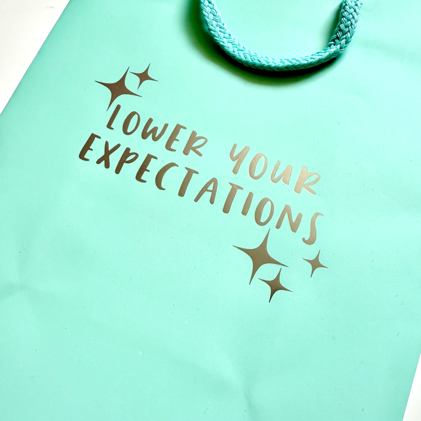 Gift Bag Lower Expectations—aqua