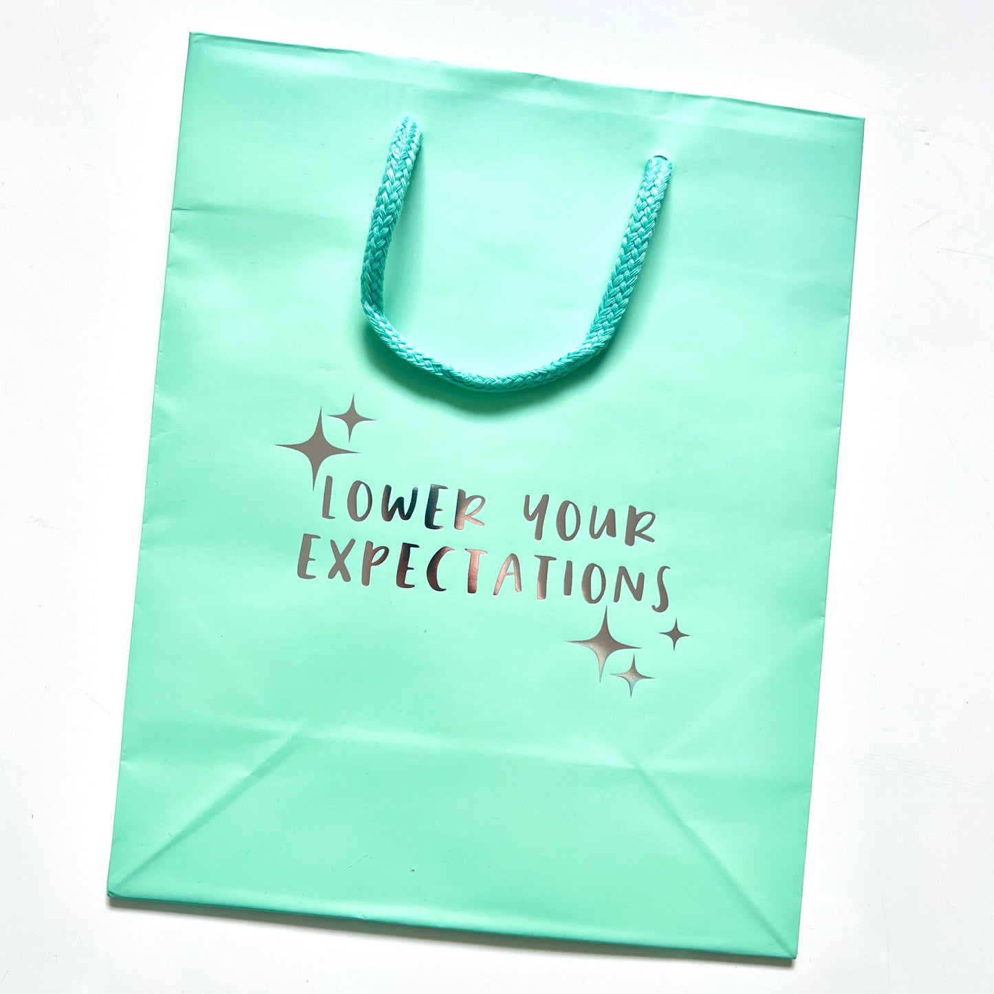Gift Bag Lower Expectations—aqua