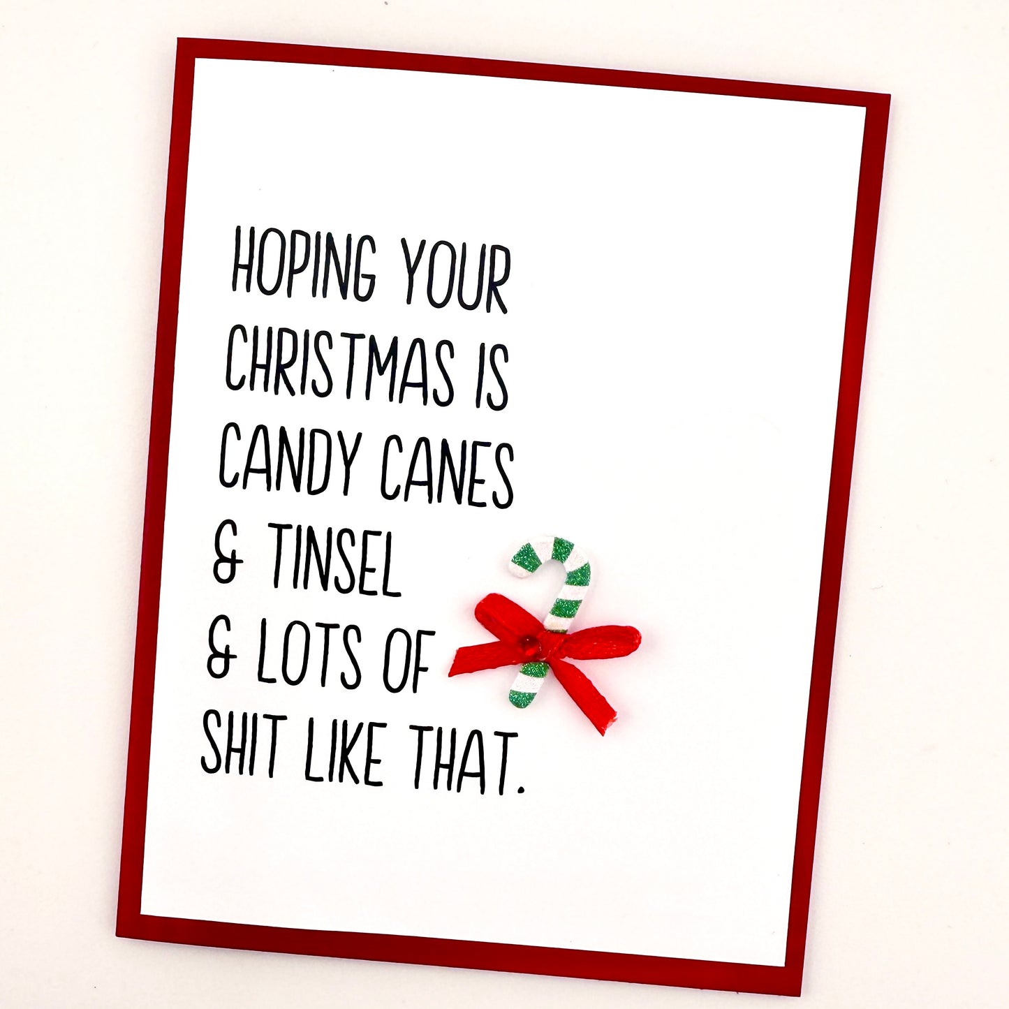 Candy Cane and Tinsel Christmas card