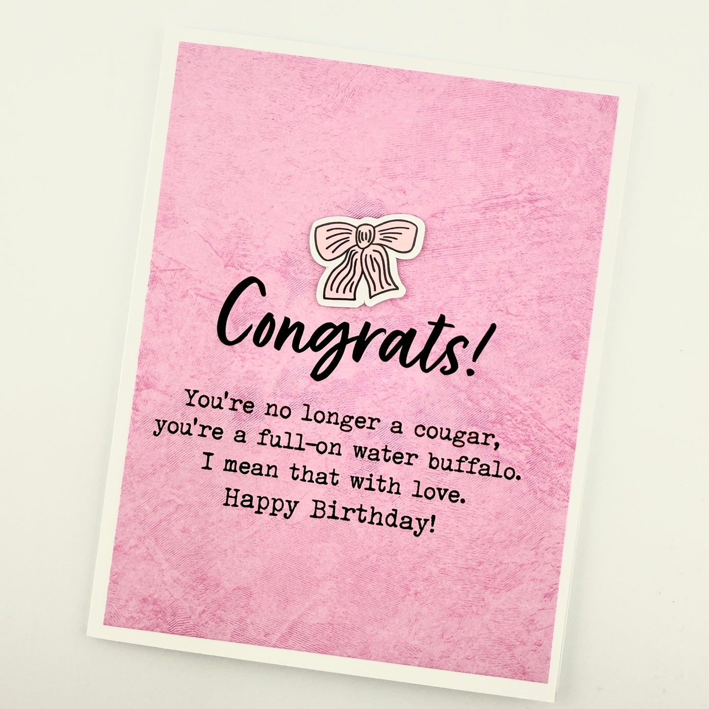 Not a Cougar Full-On Water Buffalo birthday card