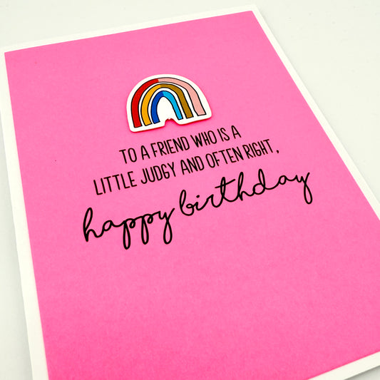 Little Judgy and Often Right birthday card