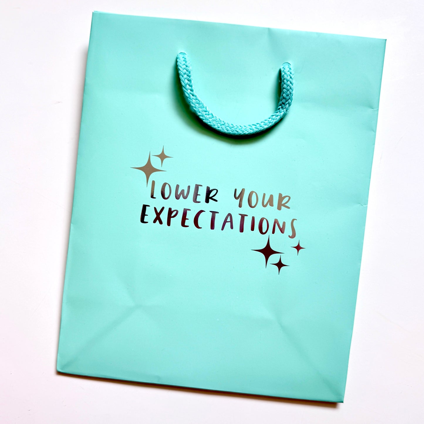 Gift Bag Lower Expectations—aqua