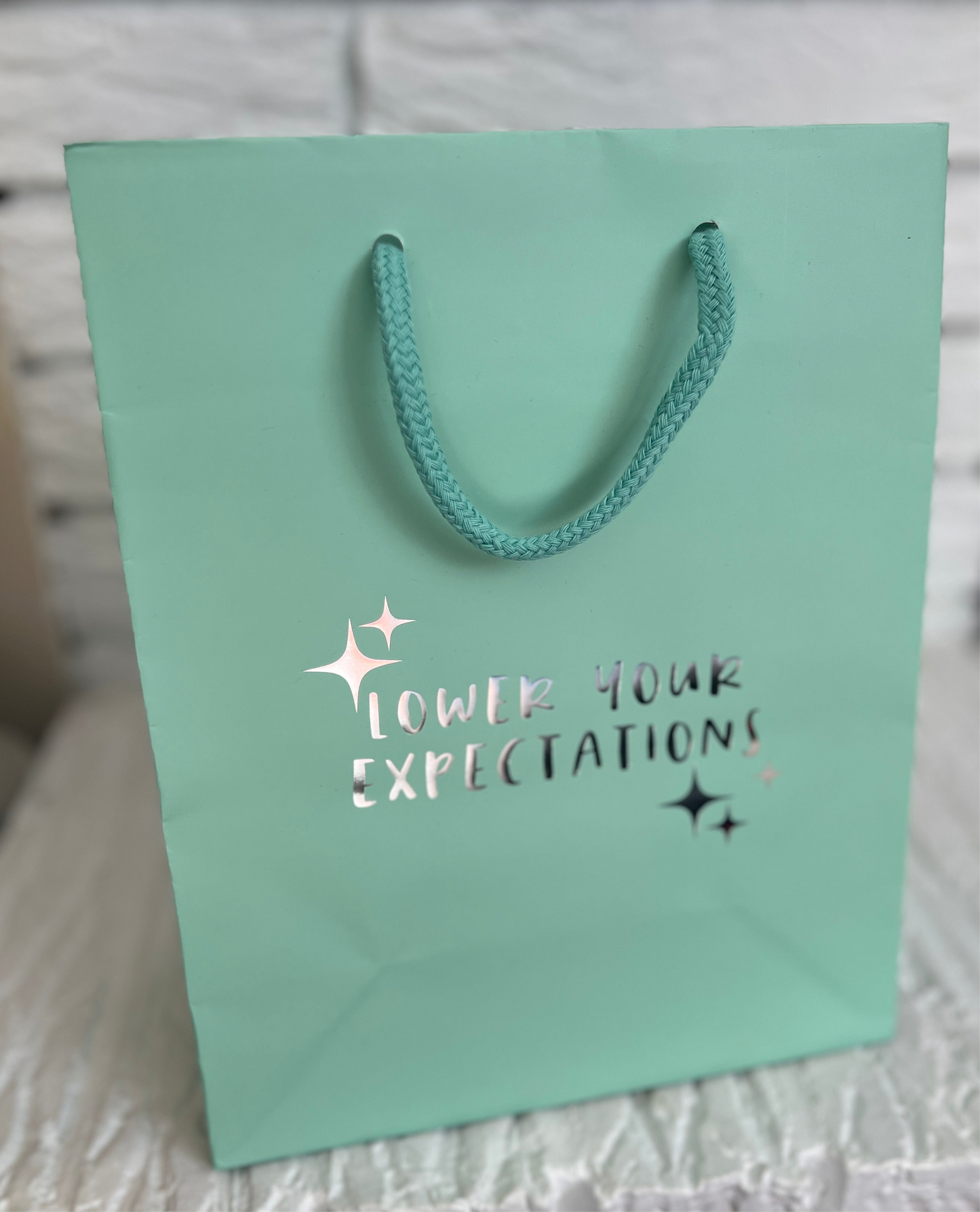 Gift Bag Lower Expectations—aqua