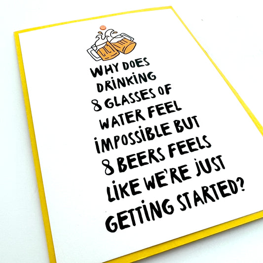 Drinking 8 Glasses of Water vs Beer card