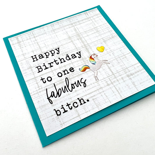 Mini Birthday Fabulous Bitch Unicorn card
