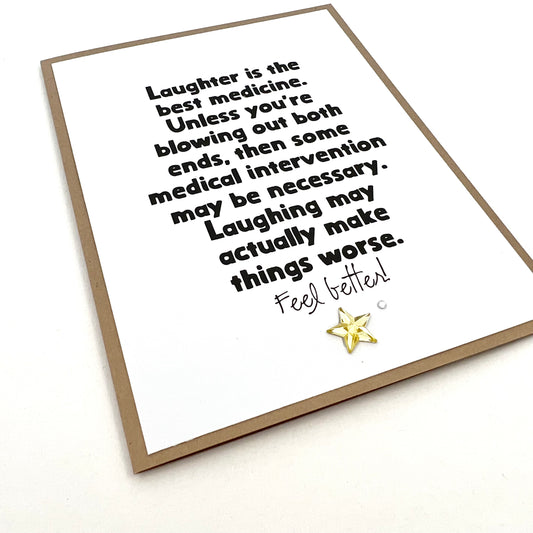 Laughter Best Medicine Blowing Both Ends card