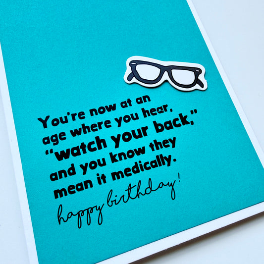Watch Your Back birthday card