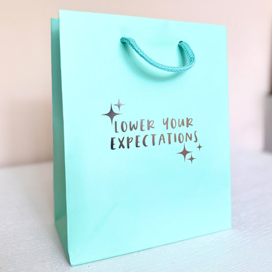 Gift Bag Lower Expectations—aqua