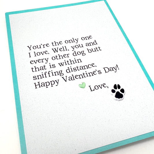 SALE Val Sniffing Dog Butt Valentine card