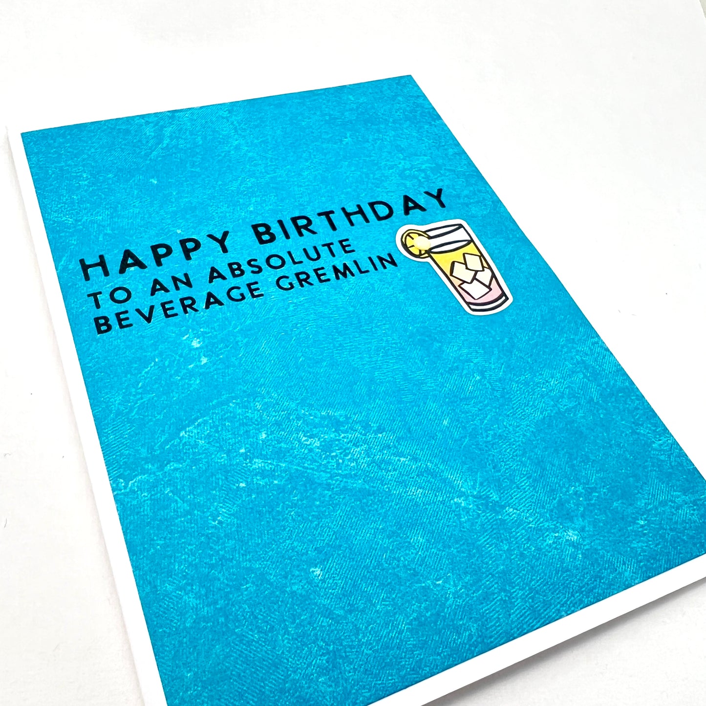 Beverage Gremlin birthday card