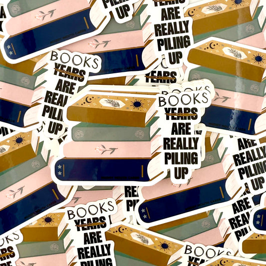 Books are Piling Up vinyl sticker