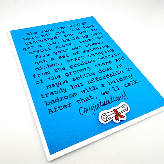 Who Runs the World grad card