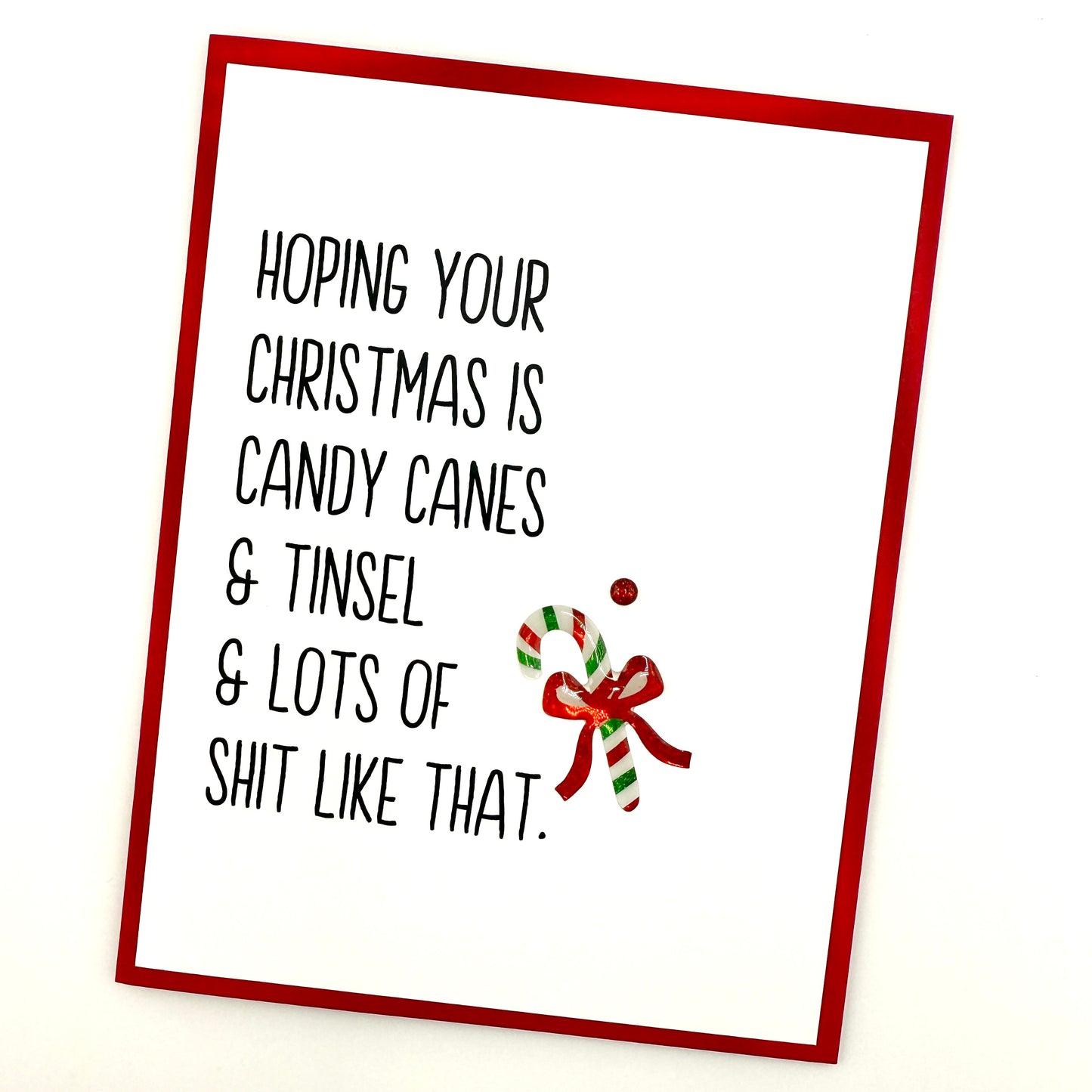 Candy Cane and Tinsel Christmas card