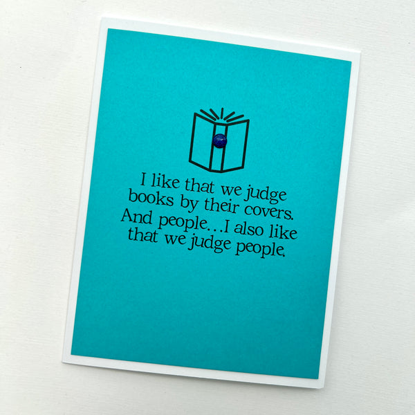Funny Judge Books and Judge People friend card
