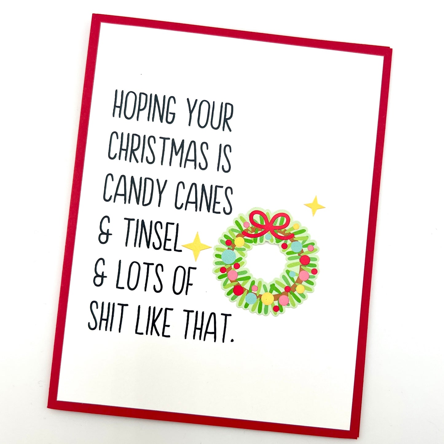 Candy Cane and Tinsel Christmas card