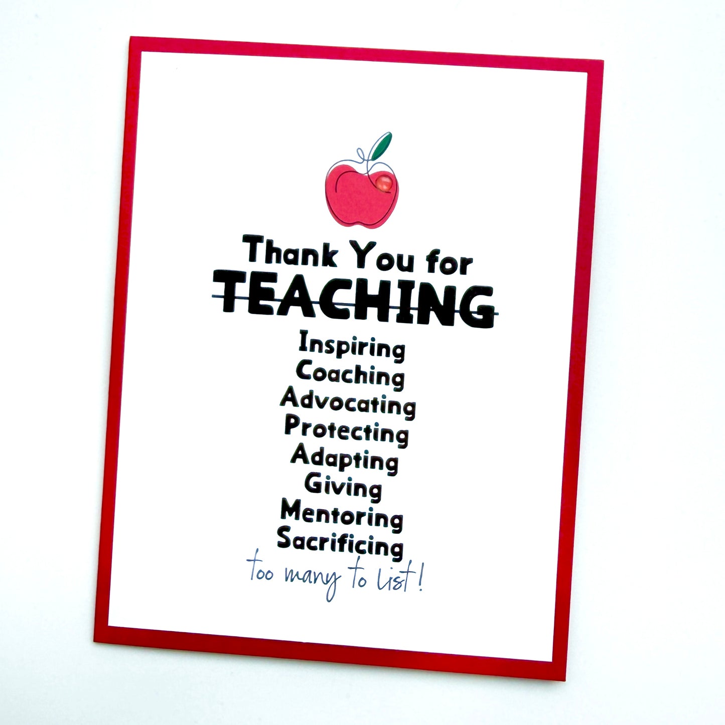 Thank You Teaching List card