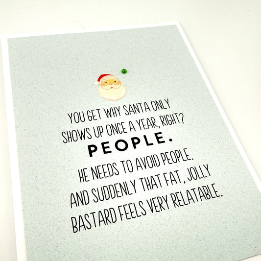 Santa Avoids People Christmas card