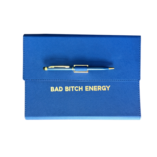 Vegan Leather Journal Folio—Bad Bitch Energy (royal blue)