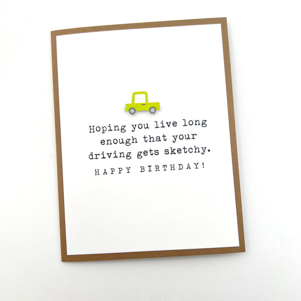 Birthday Car Driving Gets Sketchy card