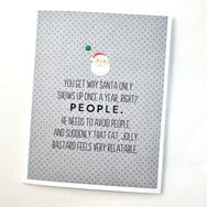 Holiday Santa Avoids People card