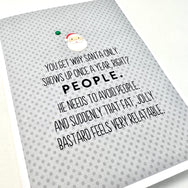 Holiday Santa Avoids People card