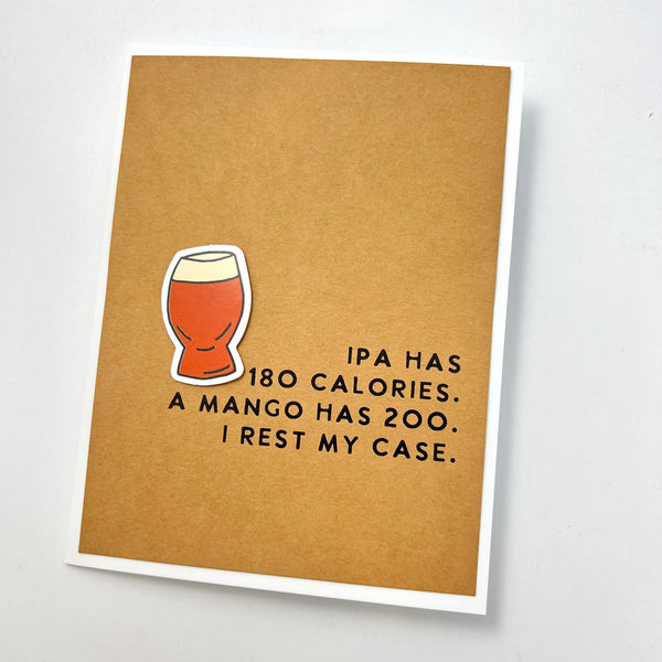 Funny IPA Beer and Mango Calories card