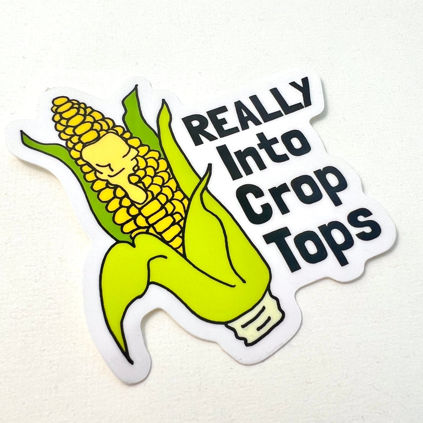 Really Into Crop Tops corn vinyl sticker