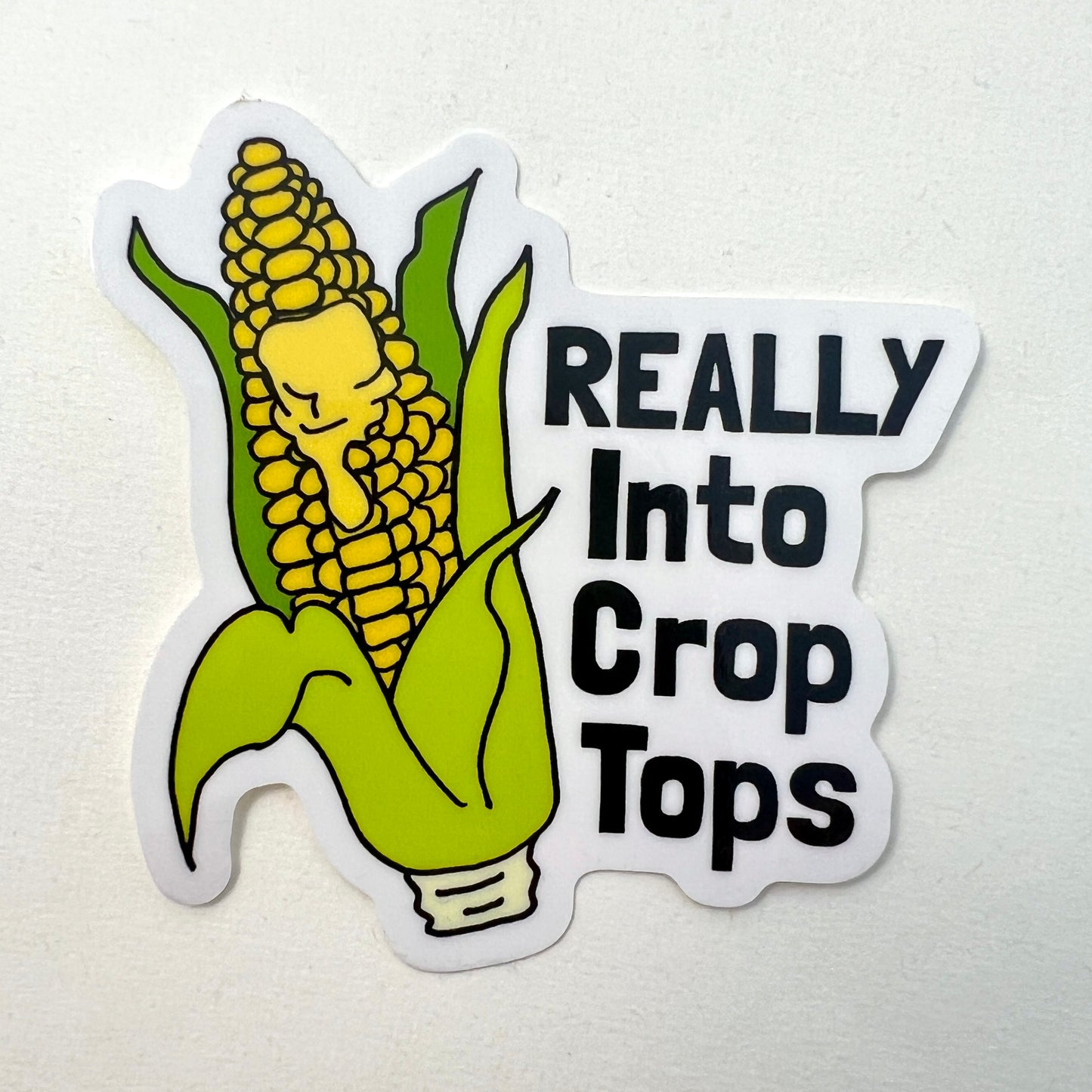 Really Into Crop Tops corn vinyl sticker