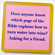 Coaster—Bible Water into Wine
