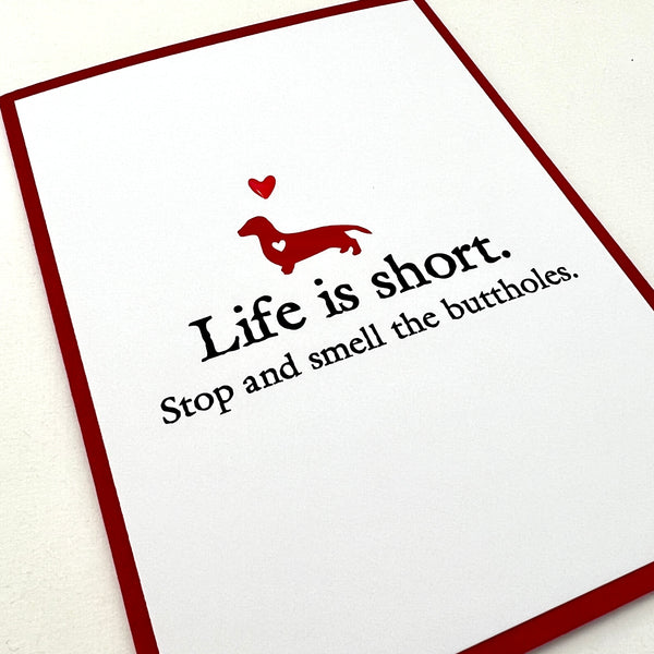 Fun Life is Short Smell Buttholes Dog card