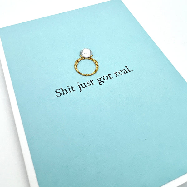 Bridal Shower Engagement Wedding Shit Just Got Real card