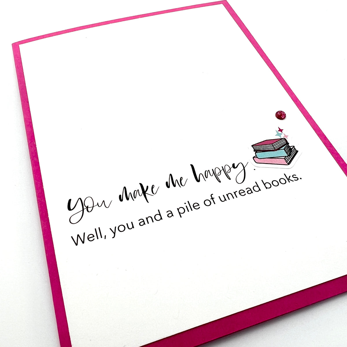 Love You and Pile of Unread Books funny card