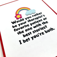 Fun Therapists Favorite Patient and Best Stories card